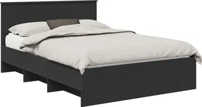 Zdjęcie produktu dla vidaXL Rama łóżka z zagłówkiem czarna 140 x 200 cm materiał drewnopochodny