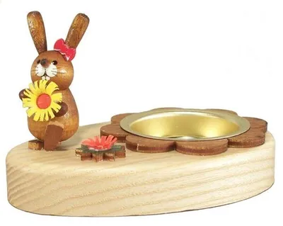 Produktbild von Osterdekoration Teelichthalter Häsin mit Blume BxHxT 10x6x7cm NEU