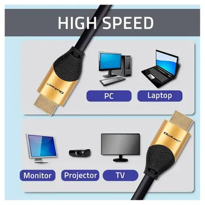 Zdjęcie produktu dla Qoltec 50354 Kabel HDMI v2.1 Ultra High Speed ​​​​8K | 60Hz | 30AWG | ZŁOTY | 1 m