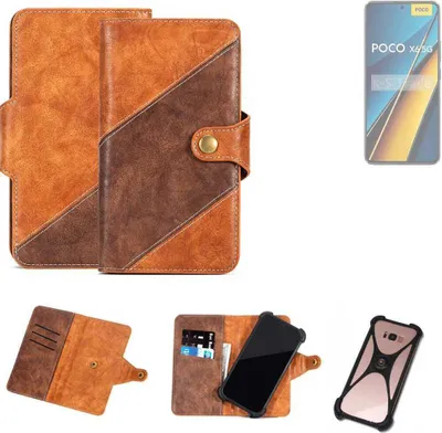 Produktbild von K-S-Trade Handyhülle Schutzhülle Bookstyle Case Wallet-Case kompatibel mit POCO X6 Cover Klapphülle Kantenschutz Smartphone dunkelbraun braun 1x