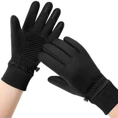 Produktbild von Wasserdichte Touchscreenhandschuhe für Damen, Wasserdichte Lauf- und Wanderhandschuhe für Herren, Touchscreenhandschuhe für Smartphones und SMS in kaltem Wetter, warme, schwarze L