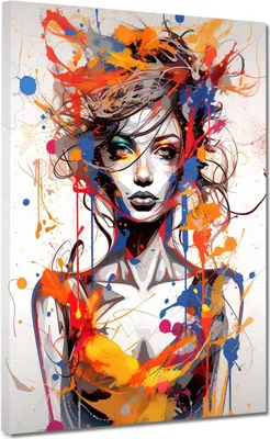 Produktbild von Frau Colour Pop Art Leinwandbild Wandbild Kunstdruck XL Wanddeko abstrakte Kunst: 105x140x4cm