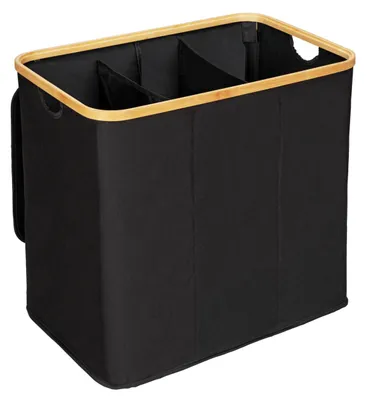 Produktbild von WENKO Bambus Wäschetruhe Trio Ecori in Schwarz 57 x 50 x 37 cm