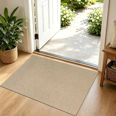 Zdjęcie produktu dla Wycieraczka - Do wnętrz i na zewnątrz - Antypoślizgowa - 50 x 80 cm - Beżowa