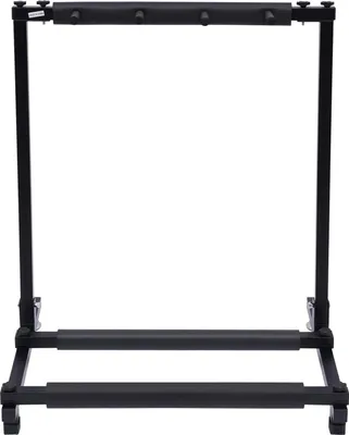 Image de Support pour guitares - Support au sol pour 3 guitares - Pliable - Avec roulettes - Pieds réglables - 62,5 × 47 × 73 cm - Métal - Noir