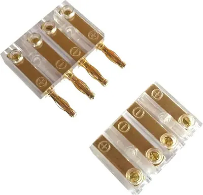 Produktbild von Audioproject A429 - 4-Fach Kabel-Steckverbinder Bananenstecker Bananen-Kupplung bis 4,00qmm Verstärker Soundboard Heckablagen-Stecker Subwoofer-Kabel Verbinder vergoldet