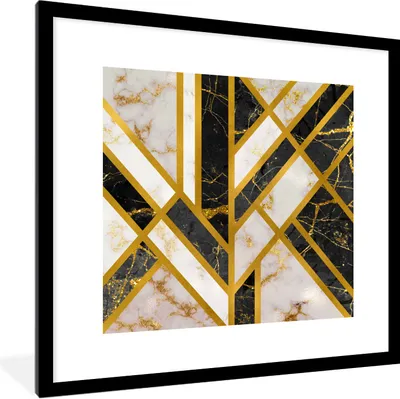 Produktbild von MuchoWow® Gerahmtes Poster Marmor - Gold - Luxus 40x40 cm - Poster mit Schwarzem Bilderrahmen Wandposter Rahmen Foto Bilder - Poster - Plakat im Rahmen