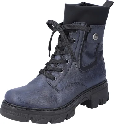 Produktbild von Rieker Damen Stiefelette Combat Boot Tasche Plateausohle 74640, Größe:38 EU, Farbe:Blau