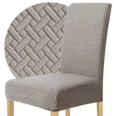 Produktbild von Stuhlhusse - Graubeige Jacquard - Universeller Stuhlbezug - Passend für Henriksdal - Waschbar