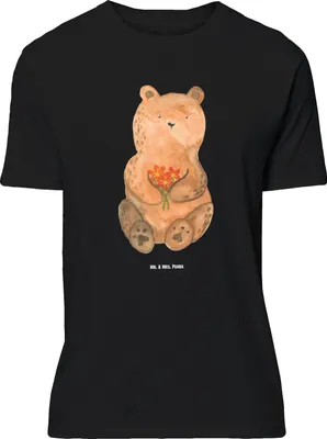 Produktbild von Mr. & Mrs. Panda Größe XL T-Shirt Bär Dankbar - Schwarz - Geschenk, Dankeschön, Shirt, Teddy, Blumen, Danke, Tshirt, mit Spruch