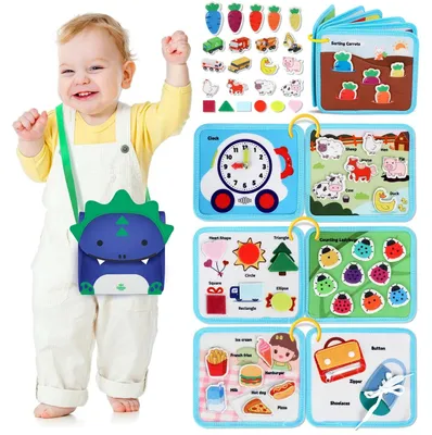 Produktbild von Montessori-Aktivitätstafel – Lernspielzeug für Kinder von 1 bis 3 Jahren – 12 Aktivitäten – Dinosaurier