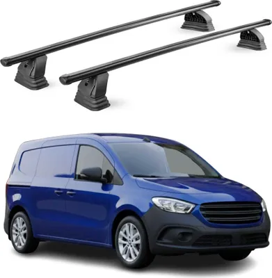 Productafbeelding van Stalen dakdragers voor Mercedes Citan W420, modeljaren 2021-2026, met draagvermogen 75 kg, 2-delig, zwart
