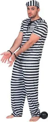 Produktbild von Sträflings-Kostüm für Erwachsene Gefangener schwarz-weiss Einheitsgröße (42)