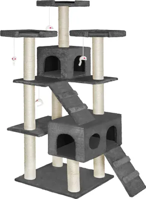 Produktbild von tectake® Kratzbaum Knuti 186 cm inklusive 2 Treppen, 4 Spielmäusen und Kippschutz