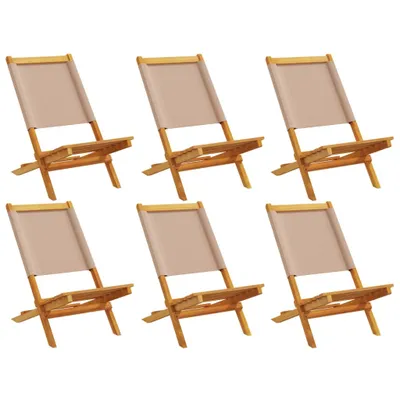 Produktbild von Gartenstühle 6 Stk. Klappbar Taupe Stoff und Massivholz