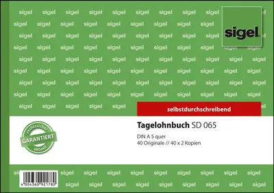 Immagine prodotto di Sigel® SD065 Libro paga A5 orizzontale 1°, 2° e 3° foglio stampato SD MP 3 x 40 fogli(S)