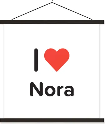 Produktbild von MuchoWow® Textilposter Ich liebe - Nora - Mädchen 90x90 cm mit schwarzem Rahmen - Magnetisches