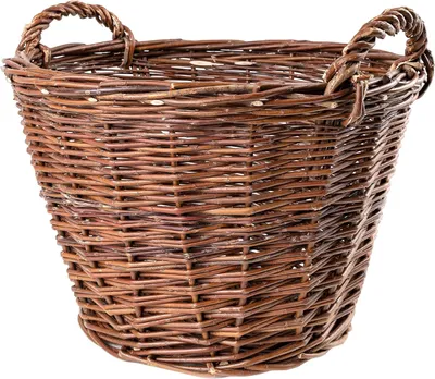 Zdjęcie produktu dla Creative Home Kosz Wiklinowy z Uchwytem | 45x30x37 cm (+/- 1 cm) | ręcznie pleciony | naturalny brąz | na drewno opałowe, warzywa, owoce, grzyby