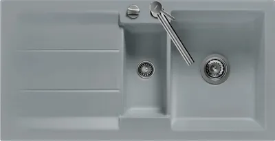 Produktbild von Spüle KeraDomo GENEA 100 F in TITAN mit Excenterbedienung / Einbauspüle / Flächenbündig