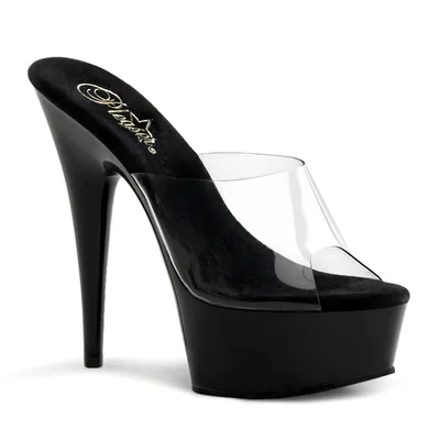 Produktbild von DELIGHT-601 Damen Slipper von Pleaser, Transparent Schwarz , EU 38, US 8