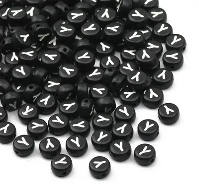 Immagine prodotto di Perline a forma di lettera - Acrilico - Lettera Y - Forma rotonda - 7 mm - 500 pezzi - Nero