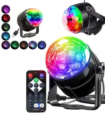Zdjęcie produktu dla Projektor dyskotekowy kula lustrzana LED disco reflektor imprezowy
