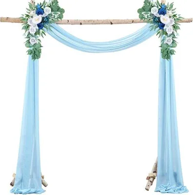 Immagine prodotto di Tenda da sposa in chiffon, da appendere alla parete, azzurro, 75x550 cm, tulle, tessuto decorativo