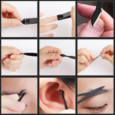 Produktbild von Maniküre-Set - Professionelles Maniküre-Set aus rostfreiem Stahl - 18-teiliges Nagelpflege-Kit mit Etui - Reisen - Schwarz Blau