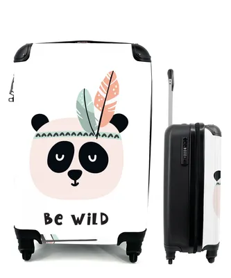 Produktbild von MuchoWow® Koffer Handgepäck Trolley Rollkoffer Kleine Reisekoffer mit 4 Rollen - Zitate - Panda - Wild sein - Pfeil - Kinder - Cabin Size < 55x40x23 cm & 55x40x20 cm - Kinderkoffer - Kabinenkoffer - Boardgepäck - Reise-Box - Reisekoffer - Reisegepäck - Koffer mit Bild - Trolley für Kinder