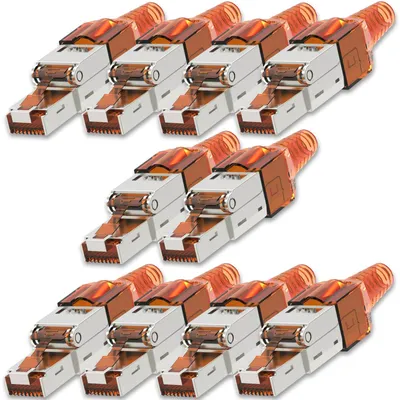 Produktbild von NEXMEX 10x Netzwerkstecker Cat 7 CAT7 RJ45 Stecker Werkzeuglos Metall 10GBit/s