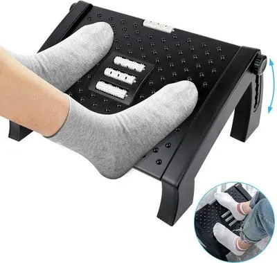 Produktbild von Ergonomische, Antislip-Fußbank, 6 Höhe Verstellbar, Massagefunktion, Büro- und Heimgebrauch
