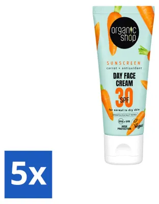 Immagine prodotto di 5 confezioni di crema solare viso biologica SPF 30 - per pelli normali o secche - 50 ml - confezione  - 5 pezzi