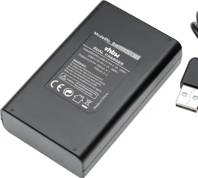 Produktbild von vhbw Dual Micro-USB + USB-C Ladegerät kompatibel mit Canon IXUS 200 IS, 300HS, 210, 105 IS, 105 Kamera - Ladeschale + Micro-USB Kabel Ladeanzeige