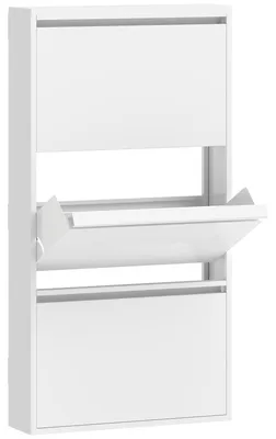 Immagine prodotto di Armadio per scarpe in metallo con 3 ante, per 6 paia di scarpe | Colore: Bianco | Dimensioni: 55x15x105,5 cm