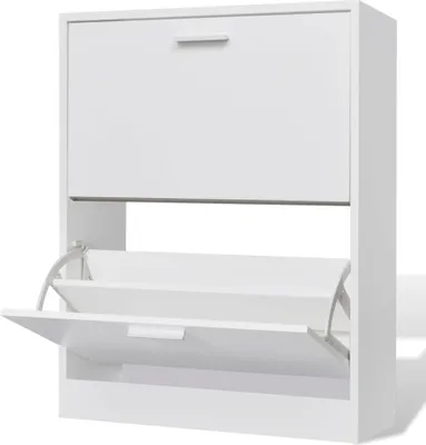 Image de Armoire à chaussures en bois blanc avec 2 bascules à chaussures