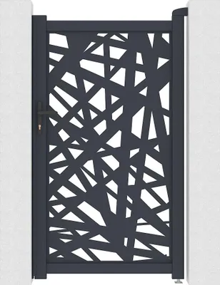 Produktbild von Drehflügeltor aus Aluminium mit Laser-cut geometrischem Motiv - L103 x H181 cm - Anthrazit - NATAFO