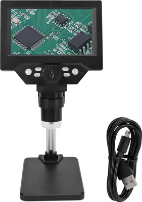 Zdjęcie produktu dla 5,5-calowy cyfrowy mikroskop USB LCD, przenośny, 10 MP, 1000 x 1080 P, moneta z oświetleniem LED dla Windows OS X
