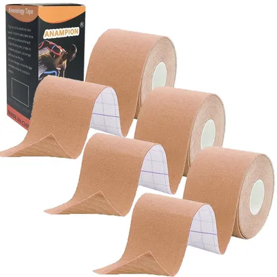 Productafbeelding van Kinesiologie tape, 3 rollen, 5 cm x 5 meter, huidskleur, waterbestendig, sporttape