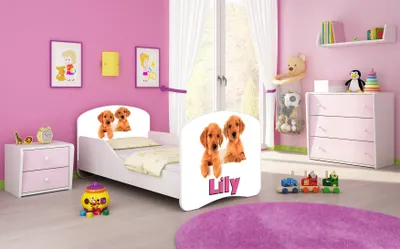 Obrázok produktu pre ACMA I mládežnícka posteľ detská posteľ junior kompletná súprava s lamelovým roštom biela 39 šteniat 140x70