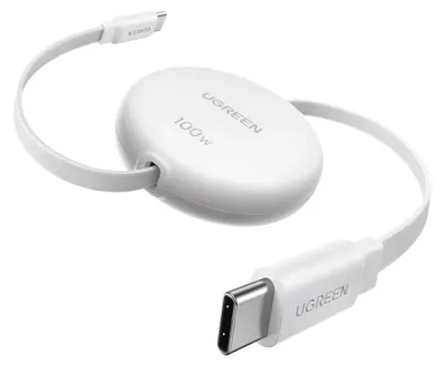 Image de Câble de charge rapide USB-C vers USB-C UGREEN, compatible avec la technologie PD (Power Delivery), extensible, 100 W — Blanc