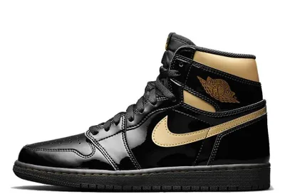 Produktbild von Nike Air Jordan 1 Retro High Black Metallic Gold schwarz Größe 44
