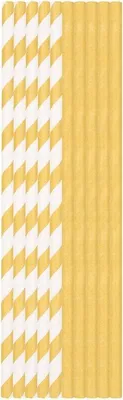 Produktbild von 500  Stohhalme Papier Trinkhalme 20 cm x Ø 6 mm gelb & weiß