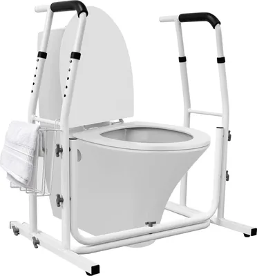 Produktbild von Toiletten Aufstehhilfe Höhenverstellbar und Einstellbarer Winkel Toilettenstützgestell mit Ablagekorb WC-Stützhilfe, Belastbar bis 200 kg CEEDIR