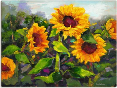 Produktbild von ARTland Leinwandbild Das Erwachen der Sonnenblumen IV Größe: 60x45 cm