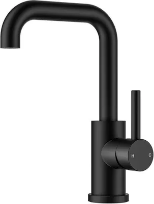 Imagen del producto de Grifo de lavabo de acero inoxidable de Unyqoos®, giratorio 360°, acabado mate, resistente a la corrosión y a las manchas, con aireador que ahorra agua, libre de plomo