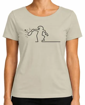 Produktbild von La Linea Balum Strichmännchen Cartoon Osvaldo Cavandoli Nostalgie Damen T-Shirt, Natur, XXL