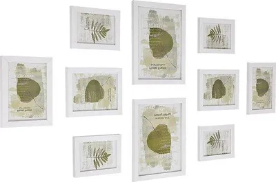 Productafbeelding van Famanu fotolijsten set, 10 stuks - 2 x 20 x 25 cm, 4 x 13 x 18 cm, 4 x 10 x 15 cm, met witte houten lijst
