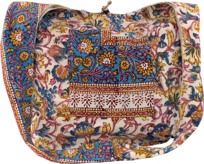 Produktbild von Sadhu Bag, Umhängetasche, Blockdruck Hippie Schultertasche, Schulterbeutel, Einkaufstasche, Uni - Erwachsene, Blau, Baumwolle, 35*49*30 cm, Alternative Umhängetasche, Handtasche aus Stoff