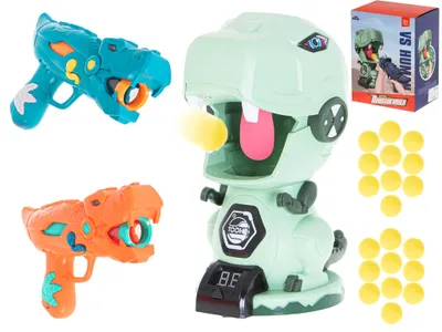 Obrázok produktu pre Aga Detská hra Streľba na terč + 2 zbrane + 20 loptičiek Dinosaurus