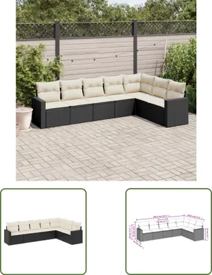 Produktbild von The Living Store 7-tlg. Garten-Sofagarnitur mit Kissen Schwarz Poly Rattan